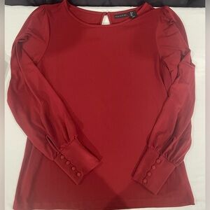 Tahari large Elegant Red Women's Top blouse button at the cuffs